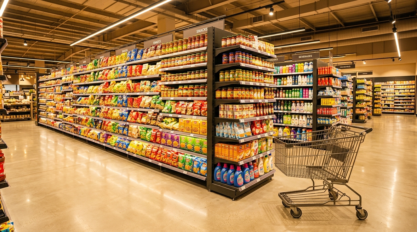 Polo Comercial AMR · Góndola con productos reales
